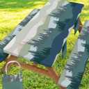 Picnic Table Cover with Bench Covers Waterproof Elastic Rectangle Tablecloth Camping Essentials Supplies Rv Car Travel Must Haves Gear Accessories Fitted Table Cloth Outdoor Road Trip Camper Gifts 6ft