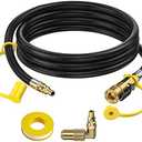 7FT Quick Connect RV Propane Hose with 1/4" Safety Shutoff Valve and 1/4" Male Full Flow Plug, Low Pressure Quick Disconnect Propane Hose with Elbow Adapter for 17" and 22" Blackstone Griddles