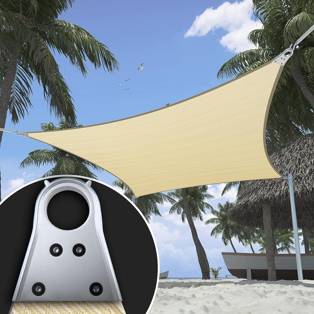 ShadeMart Heavy Duty 16' x 20' Beige Sun Shade Rectangle Shade Sail, Super Ring Canopy Awning Shades for Patio Carport Yard UV Blockage Commercial Grade 260 GSM, We Custom Size (1 6' x 2 0')
