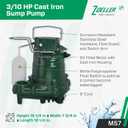 Zoeller M57 Mighty-Mate Submersible Sump Pump - 3/10 HP Cast Iron -115V