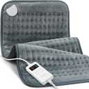 Heating Pad for Back & Period Cramps, Portable Heating Pad for Neck and Shoulders and Back with Auto Shut Off Large, Machine Washable, Christmas Gifts for Women, Men (Gray-12x24 Inch)