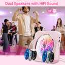 CD Player Portable Bluetooth 5.1 Desktop CD Player with HiFi Sound Speakers,Remote Control,Dust Cover,LED Display,Boombox FM Radio,USB/AUX for Home,Kids (Pink)