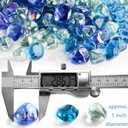 yarlung 10 Pounds Fire Glass Diamonds for Fire Pit, 1 Inch Luster Crystal Glass Rocks for Propane Fireplace, Landscaping, Vase Filler, Fish Tank, Caribbean/Cobalt Blue, Crystal Ice Luster
