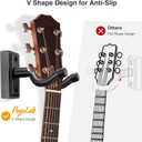 POGOLAB Guitar Wall Mount Hanger 2 Pack, Guitar Wall Hanger Holder Hook Bracket Stand, Guitar Wall Mount, for Acoustic Electric Guitar Bass Ukulele Banjo Mandolin (Black)