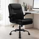 NEO CHAIR Desk Office Gaming Computer Chair Ergonomic Executive Mid-Back Leather with Adjustable Padded Flip-Up Armrests Cushion Wheels Swivel for Home Study Task (Black White)