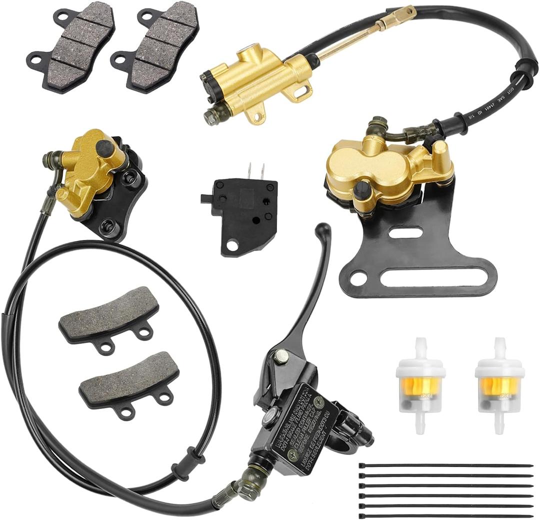 Pit Bike Front Brake & 12mm Rear Hydraulic Disc Brake Caliper Assembly Compatible with Apollo SSR 125cc 110cc Tao Tao Coolster Roketa X-pro 4-Stroke 50cc 70cc 90cc Chinese Dirt Bike Parts