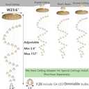 13ft Modern LED Chandeliers for Entryway Living Room Long Light High Ceiling Dining Room Light Dimmable Pendant Lighting Fixtures Chandelier for Foyer Staircase Antique Gold