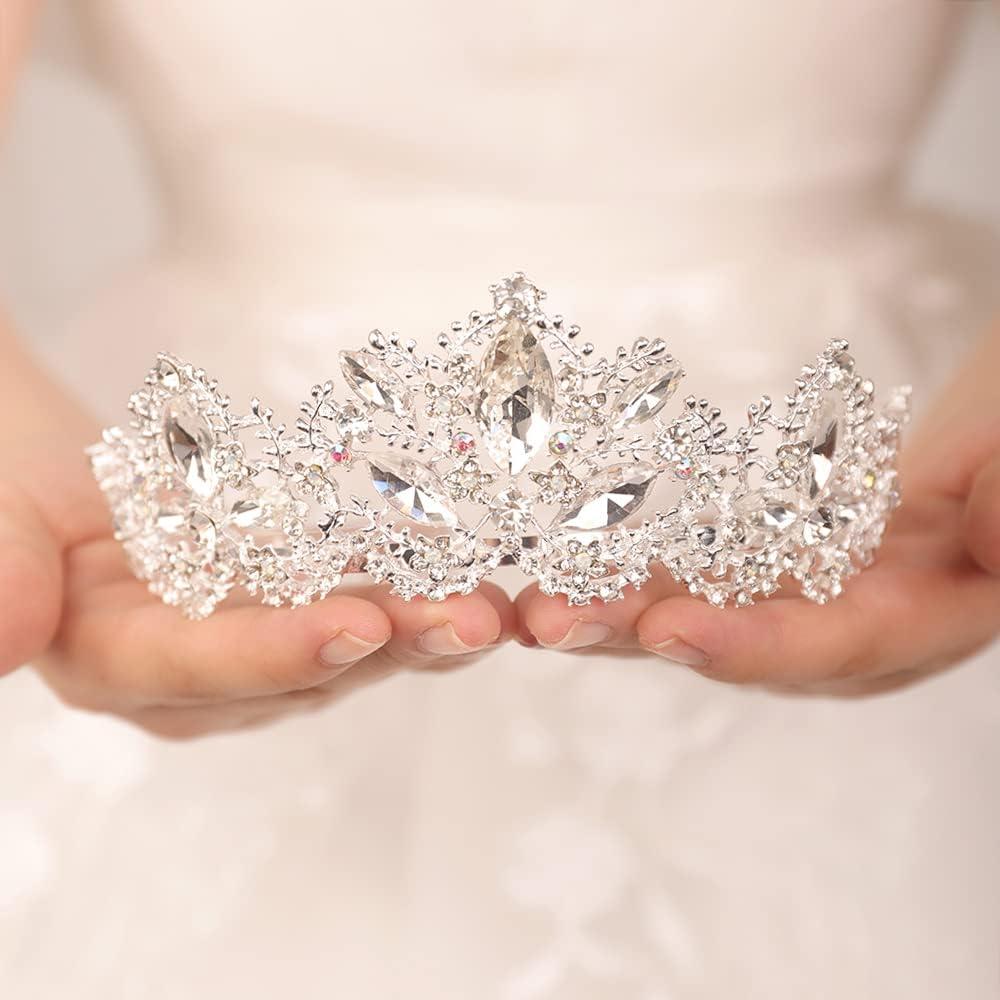 wekicici Crystal Tiara Crowns Princess Rhinestone Crown with Combs Bridal Headbands Wedding Costume Prom Birthday Birthday Party Hair Accessories for Women Girls (Style7)