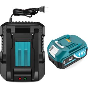 6000mAh 18V Battery Replacement for Makita 18V Battery and Charger DC18RC, Compatible with Makita LXT 18 Volt Batteries Lithium Ion BL1850 BL1840 BL1830 BL1820 BL1815 Cordless Power Tools (Blue) (2PS)
