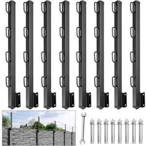 8 Pack Post Extender, 23.5" Barbed Wire Extend Arm for Outdoor Fences to Increase Height, Protect Privacy and Pets Jumping Off (With Bolts for Concrete Wall)