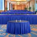 Wish Care 9ft Long Royal Blue Table Skirt for Rectangle Tables Decorations - Wrinkle Resistant Polyester Pleated Table Skirting Desk Skirts for Office Baby Shower Birthday Party Wedding Banquet