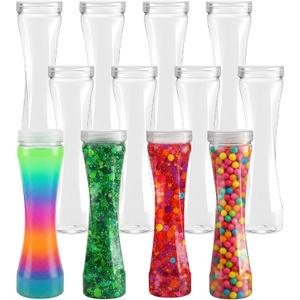 Empty Plastic Sensory Bottles with Lids Reusable Clear Plastic Sensory Water Bottles Bulk for DIY Crafts Handmade Party Decoration (Hourglass)