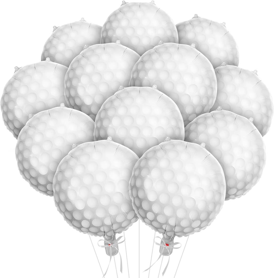 12 Pcs Golf Balloons 18 Inch Golf Foil Balloons Sports Mylar Balloon for Golf Birthday Party Decorations