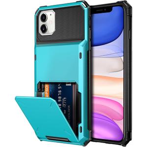 Vofolen Case for iPhone 11 Case Wallet 4-Card Holder ID Slot Flip Door Hidden Pocket Anti-Scratch Dual Layer Hybrid TPU Bumper Armor Protective Hard Shell Back Cover for iPhone 11 6.1 inch Sky Blue