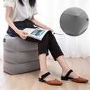 Inflatable Foot Rest Pillow for Travel, Adjustable Height Airplane Foot Cushion for Long Flights, Portable Comfort Footrest for Car, Office and Travel (Gray) (Black)