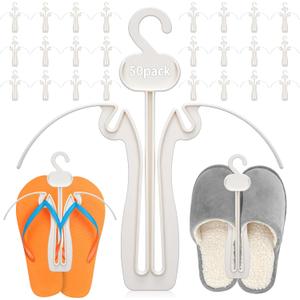 Novabright 50 Pcs Sandal Hangers 7 Inch Plastic Flip Flop Holder Organizer Small Shoe Hooks Hanging Rack Shoe Hangers for Retail Beach Shop Display Home Storage(White)