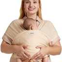 Momcozy Baby Carrier AirMesh - The Perfect Summer Sling for Newborns to Toddler 8-35 lbs - Cooling Fabric Baby Wrap, Lightweight, Ergonomic, and Easy to Wear, Beige