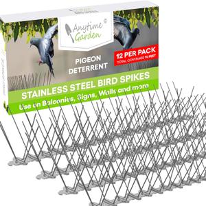 Bird Spikes - Pigeon Spikes - Bird Deterrent Spikes - Stainless Steel - Pigeon & Seagull Defense - Easy Setup - Keeps Birds Under Control - Covers 10 feet