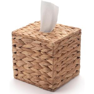 Tissue Box Cover Square, Rattan Tissue Box Holder -Boho Decorative Woven Facial Tissue Holder on Table and Bathroom by YANGQIHOME, 5.9" L x 5.9" W x 5.9" H