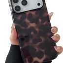 Compatible with iPhone 17 Pro Max Case Tortoise Shell Phone Case for Women Girl Shockproof TPU and Hard PC Protective Cover - Amber Brown Leopard