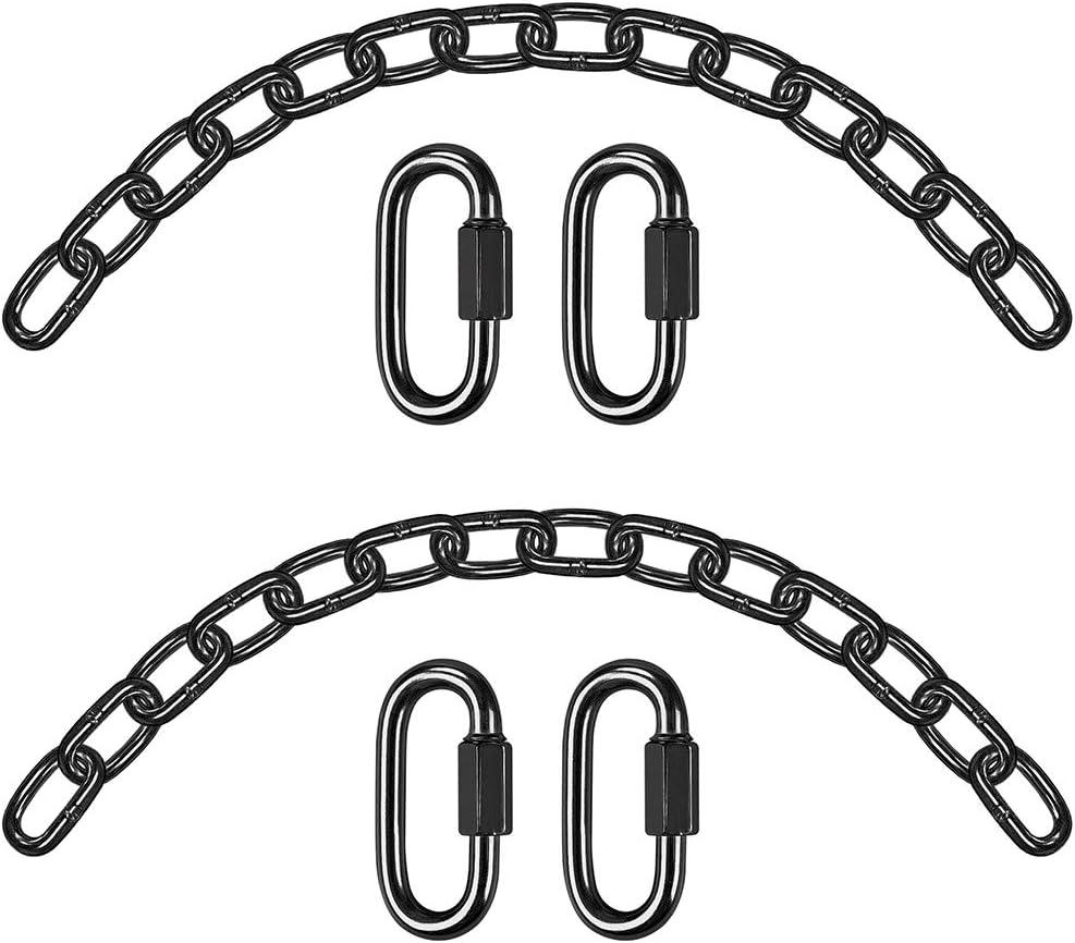 BeneLabel 2Pcs 28 inch Black Heavy Duty Hanging Chains with 4 Carabiners 1000 LB Capacity Hanging Hammock Chair Hardware Extension Chain for Swing, Hanging Chair, Punching Bags, Indoor and Outdoor