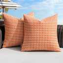 MIULEE Pack of 2 Outdoor Throw Pillow Covers Decorative Farmhouse Square Waterproof Pillows for Tent Patio Garden Balcony Sofa, 18x18 Inch Orange
