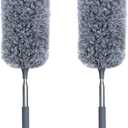 2 Pack Microfiber Duster for Cleaning, Small Dusters with Microfiber Head, Extendable Pole, Hand Washable, Cleaning Supplies for Office, Car, Window, Furniture