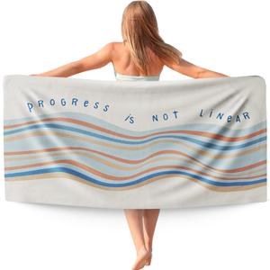 Mental Health Beach Towel, Mental Health Beach Towels Oversized Gifts for Women Men, Progress is Not Linear Therapy Quick Dry Travel Sand Free Towel Decor for Bathroom Swimming Pool 30x60in
