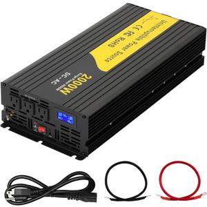 2000W Primary Sump Pump Backup System, Basment Protection Backup Inverter, Black, LCD Display, Auto Switches for Continuous Sump Pump Operation, Basement Emergency and Power Outage Backup