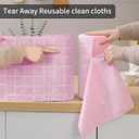 Ferdilan 80 Pack Microfiber Cleaning Cloth Roll,Lint Free Rags Paper Towels & Tear Away Reusable Towels,Washable Shop Rags,Wash Cloths Dish Rags(12" x 12") for Car Kitchen Window Garage-Pink