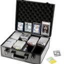 Azamou Toploaders Storage Box for 3" x 4" 35pt Rigid Cards, Trading & Sports Cards, Graded & Rating Cards, with 7 DIY Sponge Partitions (Holds 600+ Toploaders, M600-Black)