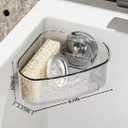 Kitchen Sink Storage Rack Suction Cup Corner Organizer for Sinks Drill-Free Triangular Sink Rack with Drain Basket Includes Adhesive Sponge and Soap Dish 2-Piece Set for Countertop Organization