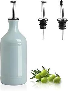 Sweejar Ceramic Olive Oil Dispenser Bottle, Opaque Oil Cruet Protects Oil to Reduce Oxidation, Suitable for Storage Oil, Vinegar, Coffee Syrups & Other Liquids, Pack of 1, 15.5 Fl Oz (White)