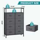 OLIXIS 8 Drawers Fabric Dresser, Raised Shelf Tall Chest of Drawers, Grey, 31.5"D x 45.9"W x 11.8"H