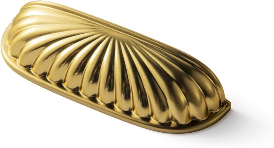 Goo-Ki 2.5'' (64mm) Hole Centers Brushed Gold Cabinet Pulls,Accessible Luxury Zinc Alloy Din Cup Cabinet Pulls with Retro Style,6 Pack