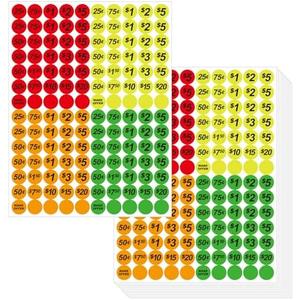 Dreecy 3500 Pcs Yard Sale Stickers Garage Sale Price Stickers Flea Market Pre-Priced Price Tag Labels Stickers in Bright Neon Colors,Yellow Red Green Orange, 3/4" in Diameter, 4 Pack