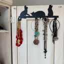 Evelots Over The Door 4 Hook Towel/Coat Rack Hanger Organizer, Kitty Cat Design-Easy No Tool Installation-Black Iron-Holds 20 lbs.