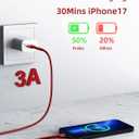 USB C Cable 10FT, 2Pack USB A to USB C Charger Cable, Type C Cable 3A Fast Charging Upgraded Extra Durable Braided USBC Cord Compatible with iPhone 17/16 15 Pro Max/Samsung Galaxy S23 and More-Red