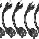 KUNLUN 5 Pack Short Extension Cord, 3 Prong 8-Inch Small Extension Cord Outlet Saver 16AWG/13A for Indoor Outdoor Use, NEMA 5-15P to NEMA 5-15R Power Extension Cable