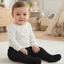 4 Pack Baby Footed Pants: Soft Cotton Spandex Pants with Feet Pull on Bottoms for Infant Unisex Baby Boys Girls