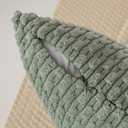 Kevin Textile 14x20 Inch Pillow Cover 1 Pack Boho Decorative Soft Striped Corduroy Lumbar Farmhouse Color Accent Rectangle Cushion Case for Living Room Couch Sofa Bed, Greyish Green