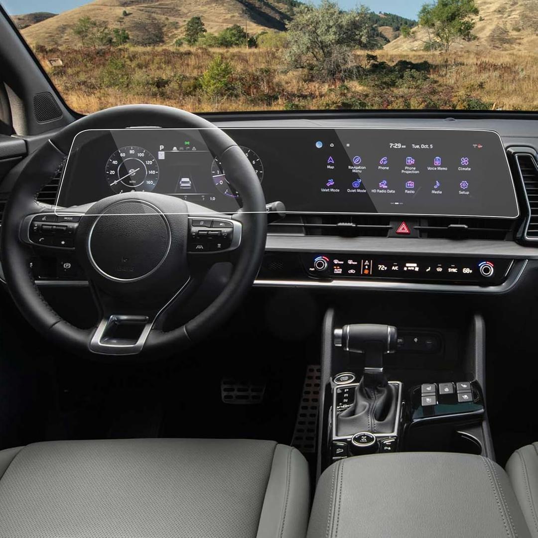 TTCR-II Compatible with 2023 2024 2025 Kia Sportage Screen Protector 12.3 Inch (EX/SX/X-Line/X-Pro), for 2023-2025 Sportage Hybrid Screen Protector, 1 PC Tempered Glass for Curve Display (Not fit LX)