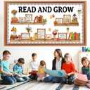 Qilery Bookshelf Bulletin Board Set Read and Grow Motivational Classroom Decor Reading Library Bulletin Board Set Inspirational Cutout for Back to School Classroom Decoration