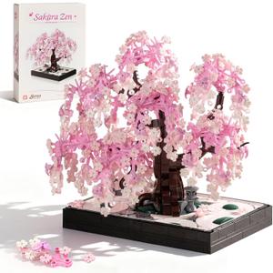 Wise Block Cherry Blossom Tree Building Block Set for Adult 900 Pcs Artificial Bonsai Tree Plants for Home Decor, Adult Ages 18