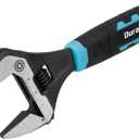 DURATECH 8-Inch Adjustable Wrench, Wide Jaw Opening Plumbing Wrench, CR-V Steel, SAE and Metric Scale Marked, Ergonomic Grip (Black & Blue)