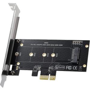 Black M.2 PCIe to PCIe 3.0 x1 NVMe Controller Expansion Card for M-Key M.2 SSD 2280/2260/2242/2230 Riser Card,Supports M2 NGFF PCI-e 3.0, 2.0,1.0 Memory Card Adapters Memory Card Accessories
