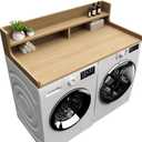 Washer Dryer Countertop, 54" x 27.55" 2-Tier Washer Dryer Topper with Edge, for Laundry Room Organization Oak