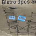 GarveeLife Outdoor Metal Bistro Set, 3-Piece Patio Furniture Set with 2 Chairs and 1 Table, Flat Steel Frame Patio Dining Set for Garden, Balcony, Porch & Backyard,Black
