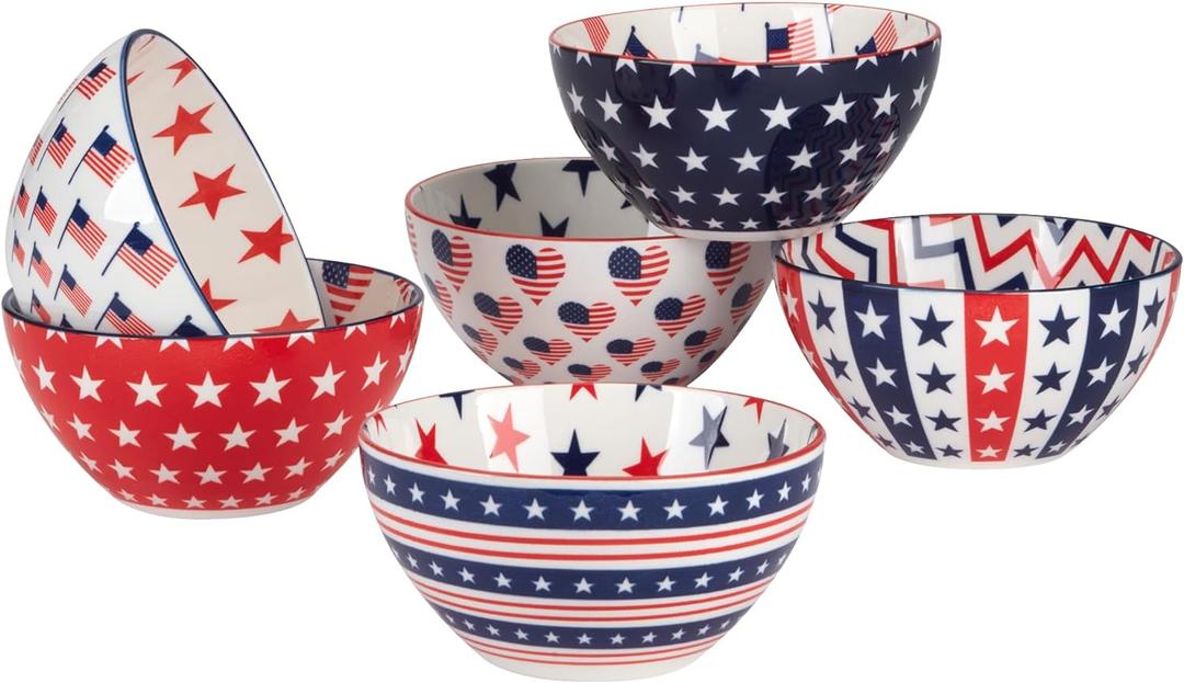 Certified International Patriotic 16 oz. Bowls, Set of 6