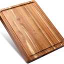 Acacia Wood Cutting Board for Kitchen, 1.5 Thick Chopping Board with Juice Groove, Sorting Compartment Charcuterie Board, 16x12x1.5 Inch Butcher Block